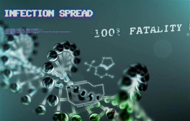 Screen showing infection spread and fatality rate of virus