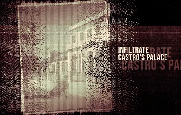 TV screen showing infiltration of Castro's palace